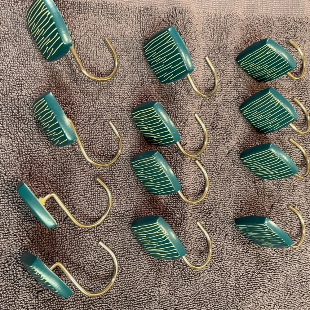 TY Pennington, “Sears” Style, Bali Hai Shower Curtain Hooks & Shower Curtains